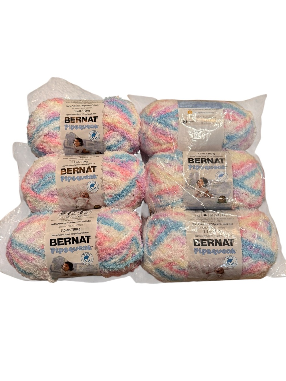 Bernat Pipsqueak 6 Skeins Yarn Sittin’ Pretty Chenille 606 Yds Blankets Baby